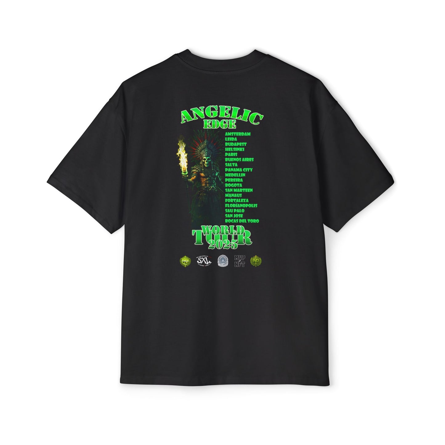 Men's Oversized Tee with Angelic Edge Tour Graphic, Festival Wear, Music Concert T-Shirt, Casual Summer Tee, Gift for Music Lovers
