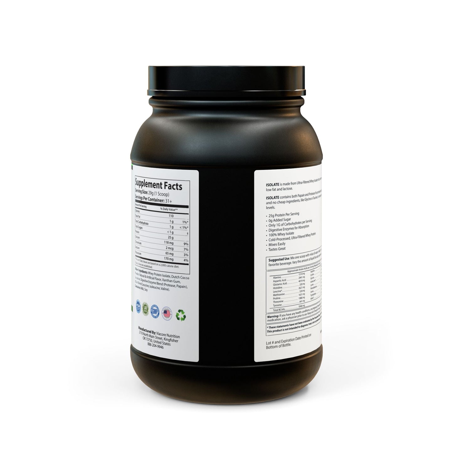 Premium Whey Isolate Protein Supplement (907g, 2lb)